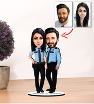 Kisiye Özel Karikatür Polis Çift Biblo