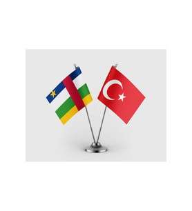 Orta Afrika Cumhuriyeti Bayrağı ve Türk Bayrağı İkili Saten Masa Bayrağı Takımı