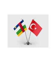 Orta Afrika Cumhuriyeti Bayrağı ve Türk Bayrağı İkili Saten Masa Bayrağı Takımı