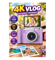 48 MP 4K Vlog Fotoğraf Makinesi Dönebilir Ekranlı Autofocus ve Flash Özellikli Mor