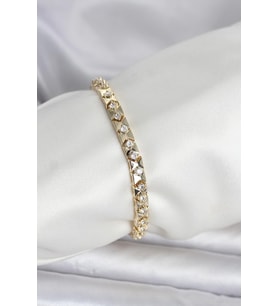 Pirinç Gold Renk Zirkon Taşlı Kadın Bileklik 5886 - EEEEEE1257-8721