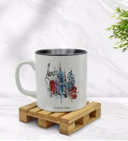 BK Gift Kişiye Özel London Tasarımlı İçi Siyah Renkli Kupa Bardak Model 4