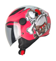 FR215 Dog Pink Motosiklet Kaskı Yarım Kids Motorcu Kask Pembe
