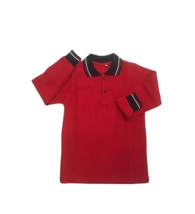 Çocuk Pamuklu Yumuşak Dokulu Polo Yaka Kırmızı Sweatshirt