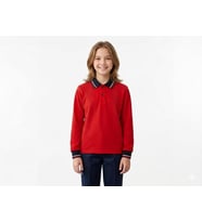 Çocuk Pamuklu Yumuşak Dokulu Polo Yaka Kırmızı Sweatshirt
