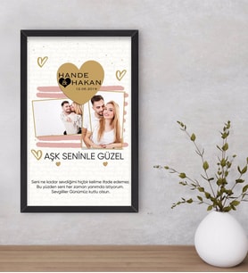 BK Gift Kişiye Özel Fotoğraflı Mesajlı Dekoratif Ahşap Siyah Çerçeveli Tablo 40x25cm-2