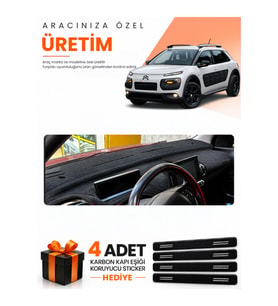 CITROEN CACTUS (2014-2017) Uyumlu Torpido Koruma Örtüsü Oto Kılıfı - Siyah
