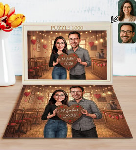 BK Gift Kişiye Özel Sevgili Karikatürlü 1000 Parça Profesyonel Puzzle-3, 1000 Puzzle, Sevgililer Günü Hediyesi, Sevgiliye Hediye