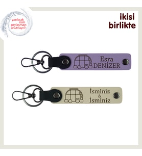 İsim Yazılabilir Karavan Anahtarlık Takımı , Kampçı Tarzını Tamamlayan Set, Mor Menekşe-Sütlü Kahve