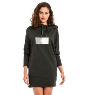 Vishenka Kadın Haki Renk Kapüşonlu Cepli Yarasa Kol Sweatshirt