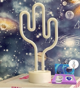 Kaktüs Neon Lamba İstiridye İçinde İnci Kolye Hediye Seti