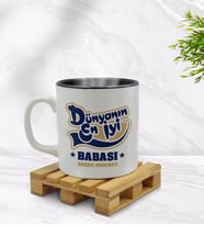 BK Gift Kişiye Özel Dünyanın En İyi Babası Tasarımlı İçi Siyah Renkli Kupa Bardak Model 2