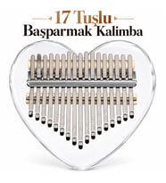 Valkyrie 17 Tuşlu Kalp Şeklinde Kalimba Şeffaf Akrilik Başparmak Piyanosu Nota Etiketli Çantalı Set