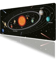 Güneş Sistemi ve Gezegenler Oyun Gaming Klavye Mouse Pad Masa Matı 70x30cm Kaymaz Kauçuk Taban Dikişli Kenar