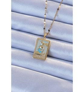 316L Çelik Zincir Renk Mi Mineli Tarot Kolye TJ-BKO9211
