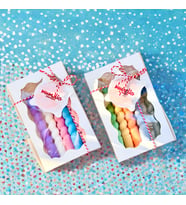 Mini Burgu Şamdan 5'li Mum - Mumelia Candles Doğal Soya Kutulu Dekoratif Mum - Karışık Renkler