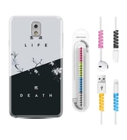 Samsung Note 3 4 5 8 9 20 Ultra 10 Lite Kılıf Kablo Koruma Spiral Silikon Life and Death 1339