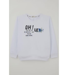 Breeze Erkek Çocuk Sweatshirt Renkli Yazı Baskılı 10-16 Yaş, Beyaz