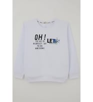 Breeze Erkek Çocuk Sweatshirt Renkli Yazı Baskılı 10-16 Yaş, Beyaz