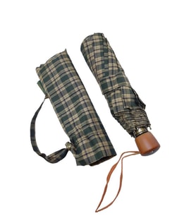 Snotline-April Bayan Şemsiye Otomatik Açılır 90 Cm Çap Kapalı 30 cm Çanta Boy Lacivert Yeşil Ekose (Vizon)