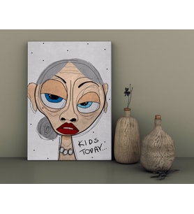 BK Home The Lazy People Collection Old Girl Tasarımlı Kanvas Tablo-1