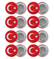 Türk Bayrağı Çanta Rozeti Seti 8 Adet En Büyük Boy 5.8cm İğneli Broş
