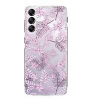 PrintiFy Samsung Galaxy S24 FE ile Kamera Korumalı Kapak Floral Pudra Tasarımlı Şeffaf Kılıf
