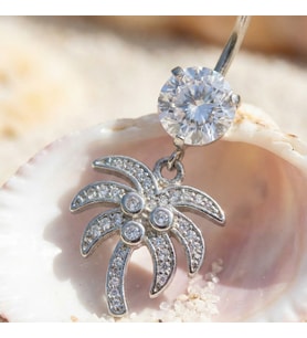 FerizZ 316L Çelik Zirkon Taşlı Palmiyeli Piercing PRC-134