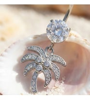 FerizZ 316L Çelik Zirkon Taşlı Palmiyeli Piercing PRC-134