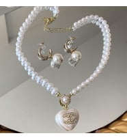 Kalp İncili Princess Gold Çelik Set