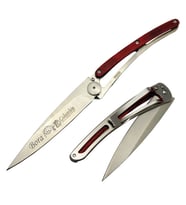 Kişiye Özel İsimli Aslan Baskılı Columbia Deejo Çakı  EXT-2990-A 22.5 CM Paslanmaz Cep Av Bıçağı (Bordo)