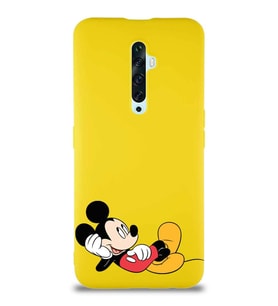 Oppo Reno 2Z Soft Premier Kapak Mickey Mouse-F Tasarımlı Silikon Kılıf - Sarı (Şeffaf)
