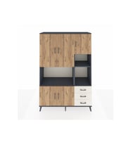 Hyperion Dolap 9 Raflı 3 Çekmeceli 5 Kapaklı 132x44x195 Antrasit-Çam/Aytaşı