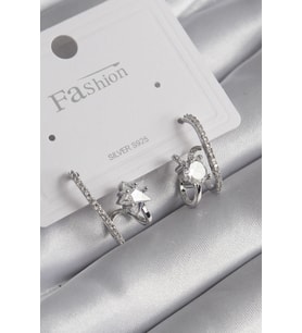 Pirinç Gümüş Renk Zirkon Taşlı Kadın Küpe 5886 - SSSSSS8586-1673