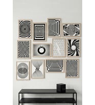 12 Parça Optik Geometrik 2 Renk Seçenekli Dekoratif Çerçeve Görünümlü Tablo Seti
