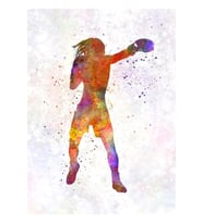 Kadın Boksör Boks Kickboks Siluet Izole 03 Tablo Ahşap Poster Dekoratif