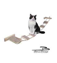 Barış Dizayn Tırmalama halısı kaplı ipli kedi merdiveni kedi köprüsü duvar yürüyüş yolu parkur (120cm) (Kahverengi)