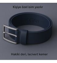Kişiye Özel Lazer Baskılı Birinci Kalite Hakiki Deri 3.5cm Kemer (Lacivert)