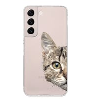 Samsung Galaxy S22 Uyumlu Kamera Korumalı Kapak Catface Tasarımlı  Şeffaf Silikon Kılıf