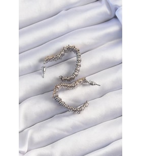 Pirinç Gold Gümüş Renkli Tırtıklı Kalp Küpe - TJ-BKP9227