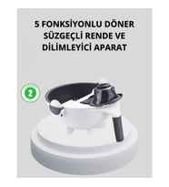 Mey İthalat® 5 Fonksiyonlu Döner Rende Süzgeçli Çok Amaçlı Sebze Doğrayıcı Kaymaz Tabanlı