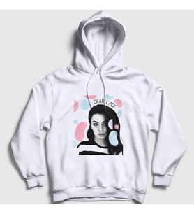 Presmono Unisex Beyaz Spots Charli Xcx Kapüşonlu Sweatshirt 482287tt