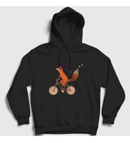 Presmono Unisex Beyaz Bicycle Fox Tilki Kapüşonlu Sweatshirt 367497tt (Siyah)