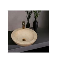 Hale Traverten Batarya Çıkışlı Yuvarlak Tasarım Lavabo-266