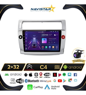 Citroen C4 2004-2009 Model 2GB + 64GB Android 13 Kablosuz Carplay Navigasyon Multimedya Sistemi
