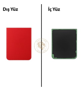 Samsung Galaxy Z Flip 4 Kırmızı Renk Arka Kapak Arka Cam Batarya Kapağı Pil Kapağı Lazer Kesim Back Cover Galaxy Z Flip 4 Uyumlu