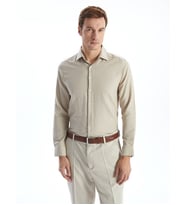 LCW BUSINESS Bej Slim Fit Uzun Kollu Armürlü Erkek Gömlek