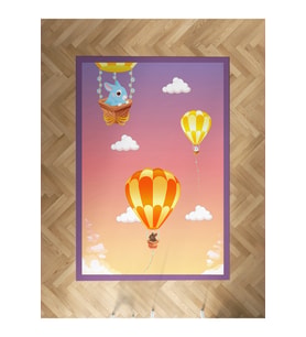 MEKTA HOME BEBEK VE ÇOCUK ODASI Balon ve Tavşan Desenli Halı