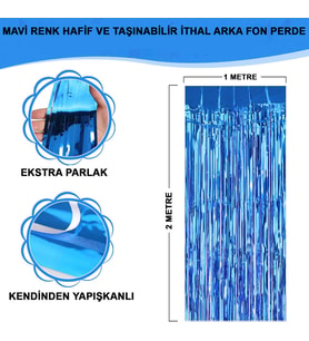 Mi Renk Ekstra Metalize Parlak Saçaklı Arka Fon Perde İthal A Kalite 1x2 Metre