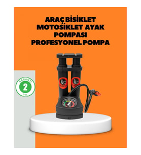 Basınç Göstergeli Ayaklı Çok Amaçlı Bisiklet ve Lastik Pompası